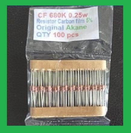 Gambar QTY 100 pcs CF 680K 0.25w Resistor Carbon film 5% Original Akane dari Nivico shop Kota Administrasi Jakarta Barat Tokopedia