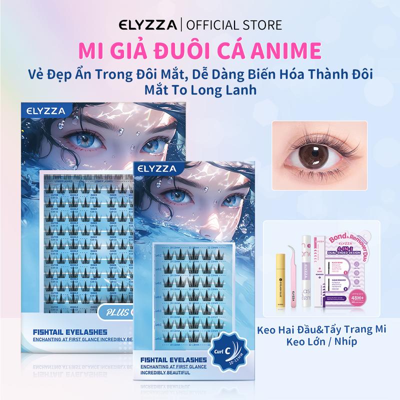 ELYZZA MI GIẢ ĐUÔI CÁ ANIME- Lông mi giả tự nhiên và mi giả cụm có thể sử dụng được nhiều lần, 10-13mm mi giả tách sợi, mi cụm tự dễ dán