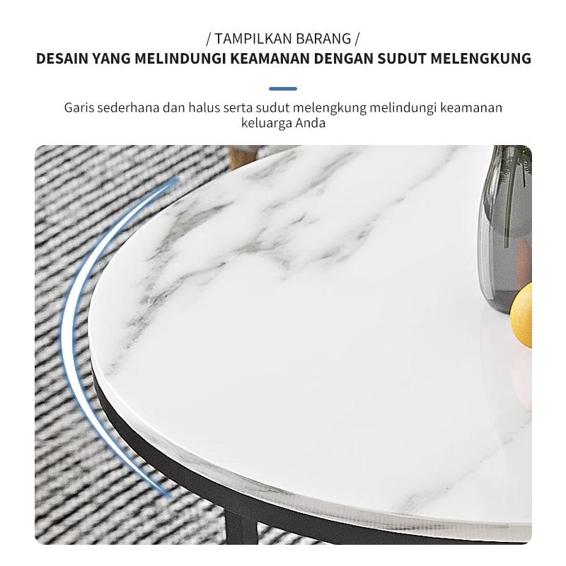COD Meja Tamu Meja Kopi 2-In-1Meja Motif Marble Minimalis Meja Ruang Tamu Dapat Dikombinasi Bebas Meja Bulat sederhana Living Room Center Table Coffee Table Meja Sudut Meja penyimpanan