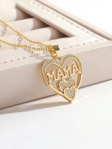 Collar colgante elegante con letra en forma de corazón y perforación de agua para mamá, regalo del Día de la Madre para mujeres, joyería estilosa para ocasiones especiales