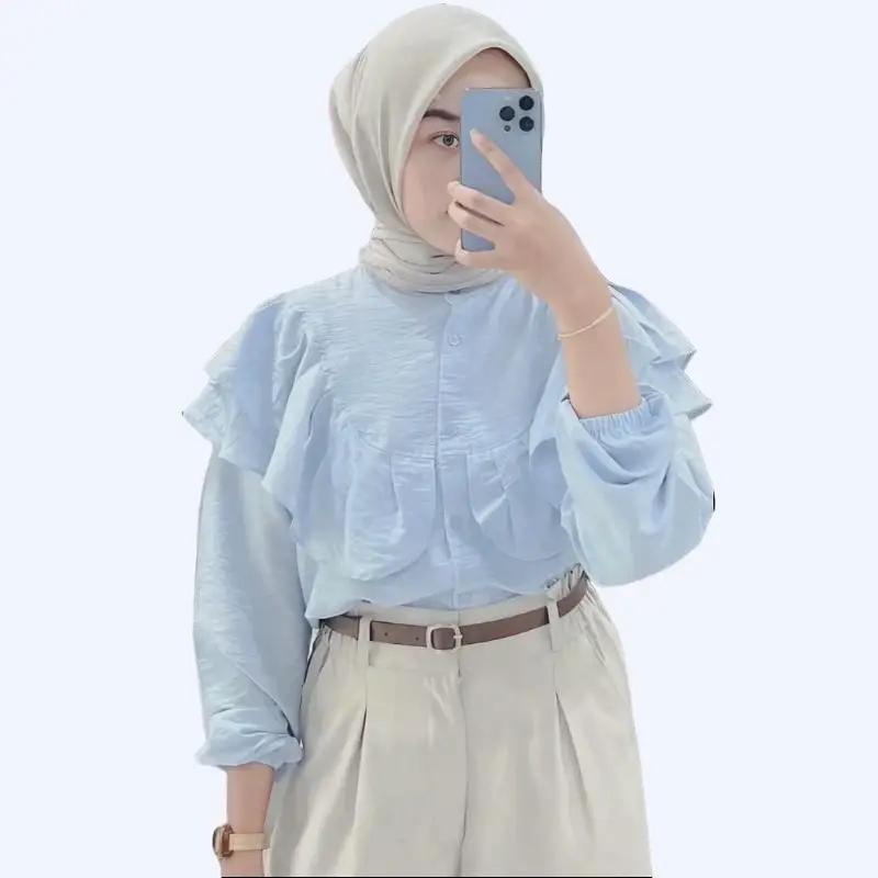 AMP ID Blouse Atasan Kemeja Wanita Kekinian Mewah Elegant Formal Dan Non Formal Blouse Rafella Baju Atasan Panjang Casual Remaja Muslim Basic Dewasa Simple Linen 0
