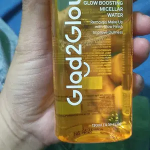 Glad2Glow Micellar Water 130ml/Yuja Vitamin C/Mugwort Salicylic Acid/Tremella Panthenol/Pembersih Make Up