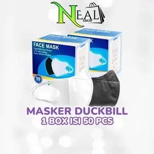 Masker Duckbill Garis 3 Ply Face Mask - 1 Box Isi 50 Pcs