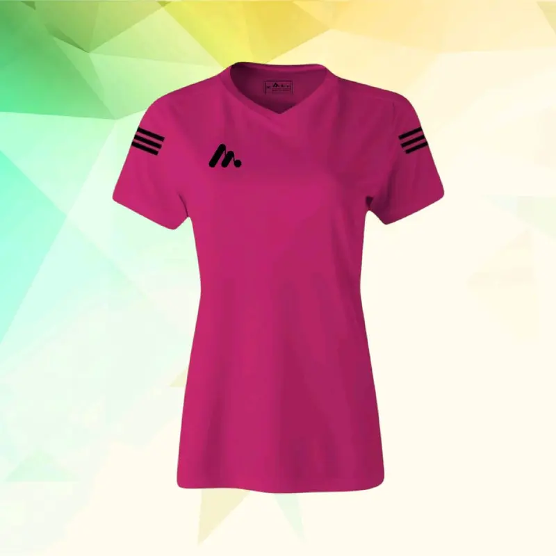 Baju Olahraga Wanita Dry Fit Model V-Neck Lengan Pendek - Premium Quality Sport T-shirts Kaos 8