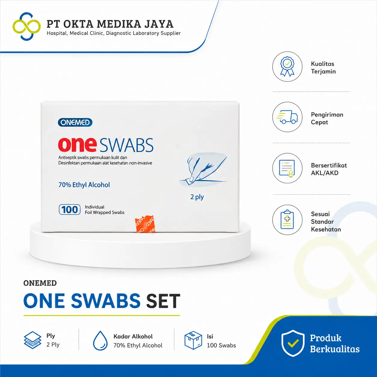 Tisu Alkohol Antiseptik Swab Oneswab Onemed