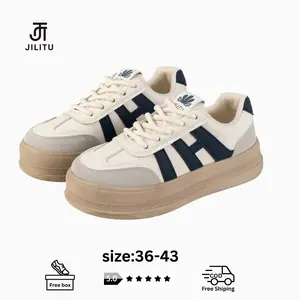 JILITU HK-02 Sepatu Wanita Sneakers Fashion Korean Trend Karet Casual Shoes Kasual Sport Cewek Olahraga Size 36-43 Navy Brown