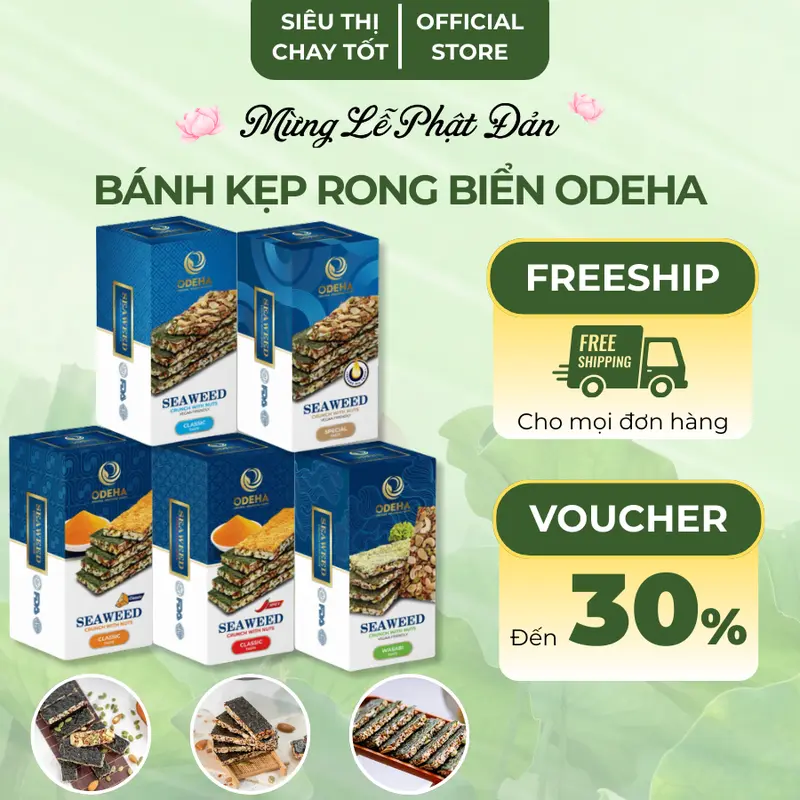 Hộp 6 Thanh Bánh Kẹp Rong Biển Hạt Dinh Dưỡng Odeha Hương Vị Thơm Ngon Đặc Trưng 0