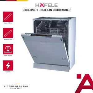 Hafele Cyclone Series 1 Dishwasher Mesin Cuci Peralatan Piring  Tanam - Built-in Dishwasher   Stainless