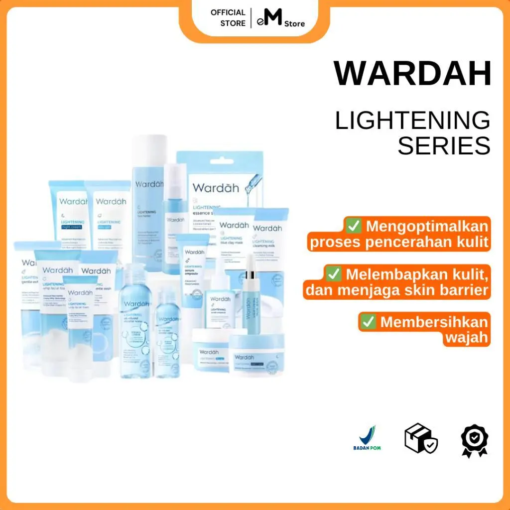 WARDAH - LIGHTENING SERIES | DAY CREAM NIGHT CREAM SERUM AMPOULE GENTLE EXFO FACE TONER Extract Mencerahkan Wajah
