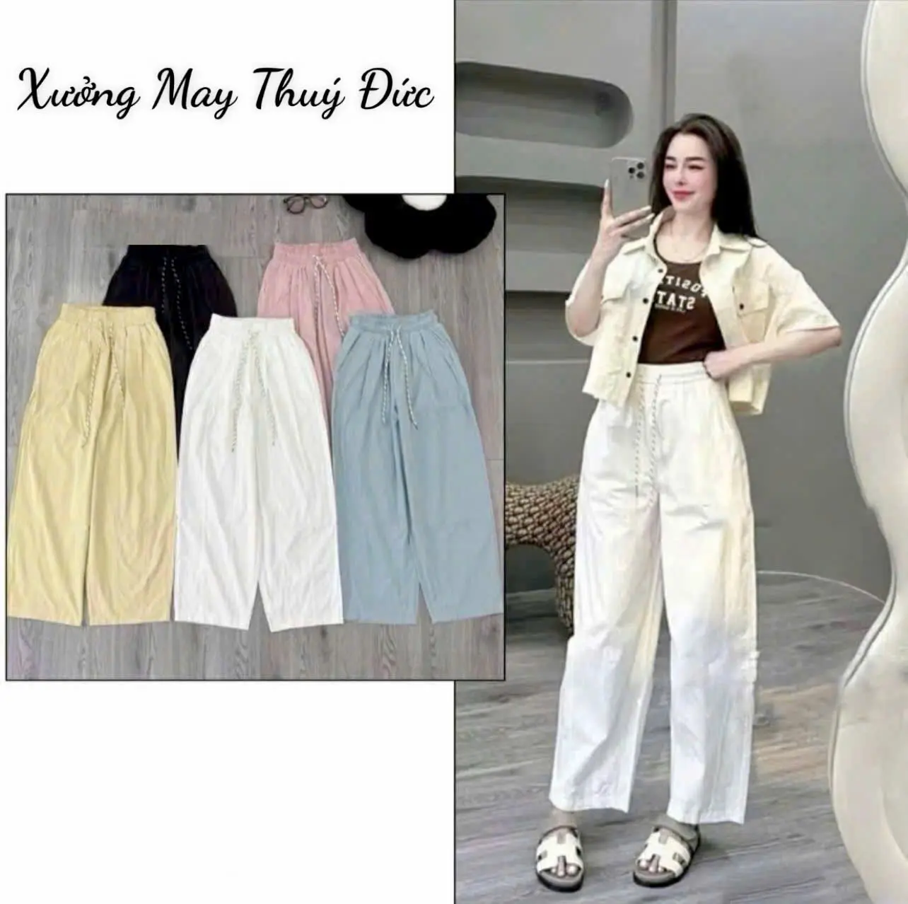 [DEAL MỞ BÁN  ] Quần Baggy  Nữ Thụng Chất Gió Kaki Mặc Hè-HC