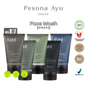 KAHF Man Facial Wash - Energizing and Brightening | Oil and Comedo | Oil and Acne | Exfo Scrub | Acne and Pore Scrub | Brightening & Dark Sport Scrub 100ml Exfoliating Kering