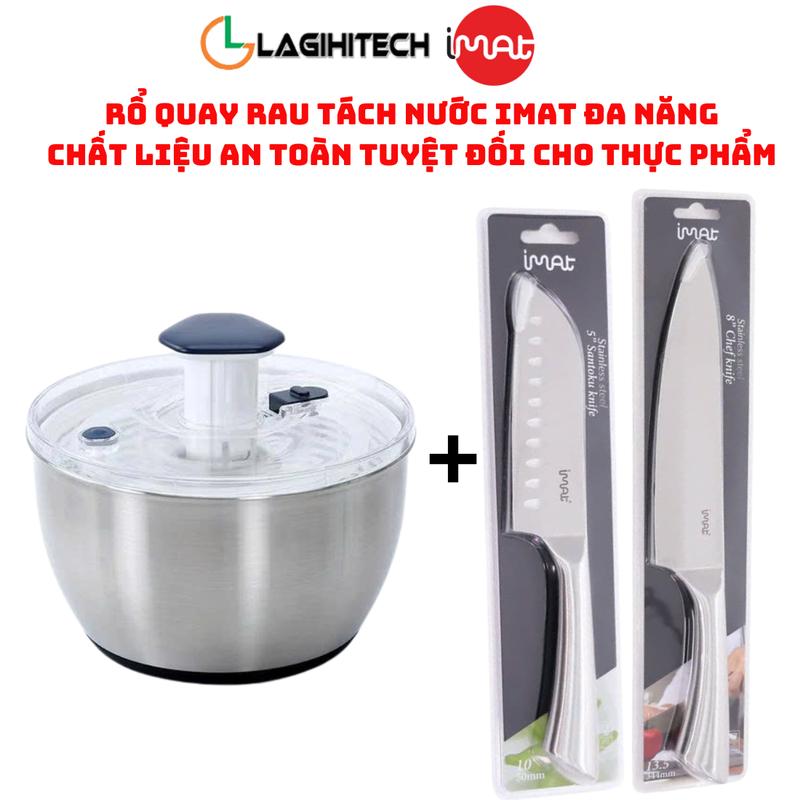 Rổ quay rau tách nước iMat đa năng. Chất liệu an toàn tuyệt đối cho thực phẩm - Hàng Chính Hãng - Bảo hành 12 tháng