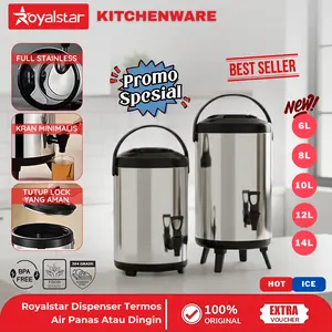 [COD] Royalstar Dispenser Termos Air Stainless Steel Tahan Panas Dingin Dengan Kran 6-14 Liter Bucket Water Anti Karat Dispenser Portable Serbaguna