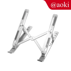 AOKI Laptop stand lipat full Aluminium yang Dapat Disesuaikan dengan 6 Sudut, Ergonomis, Portabel, Kompatibel dengan MacBook, HP, Dell, Lenovo, dan Semua Notebook Lainnya Computer