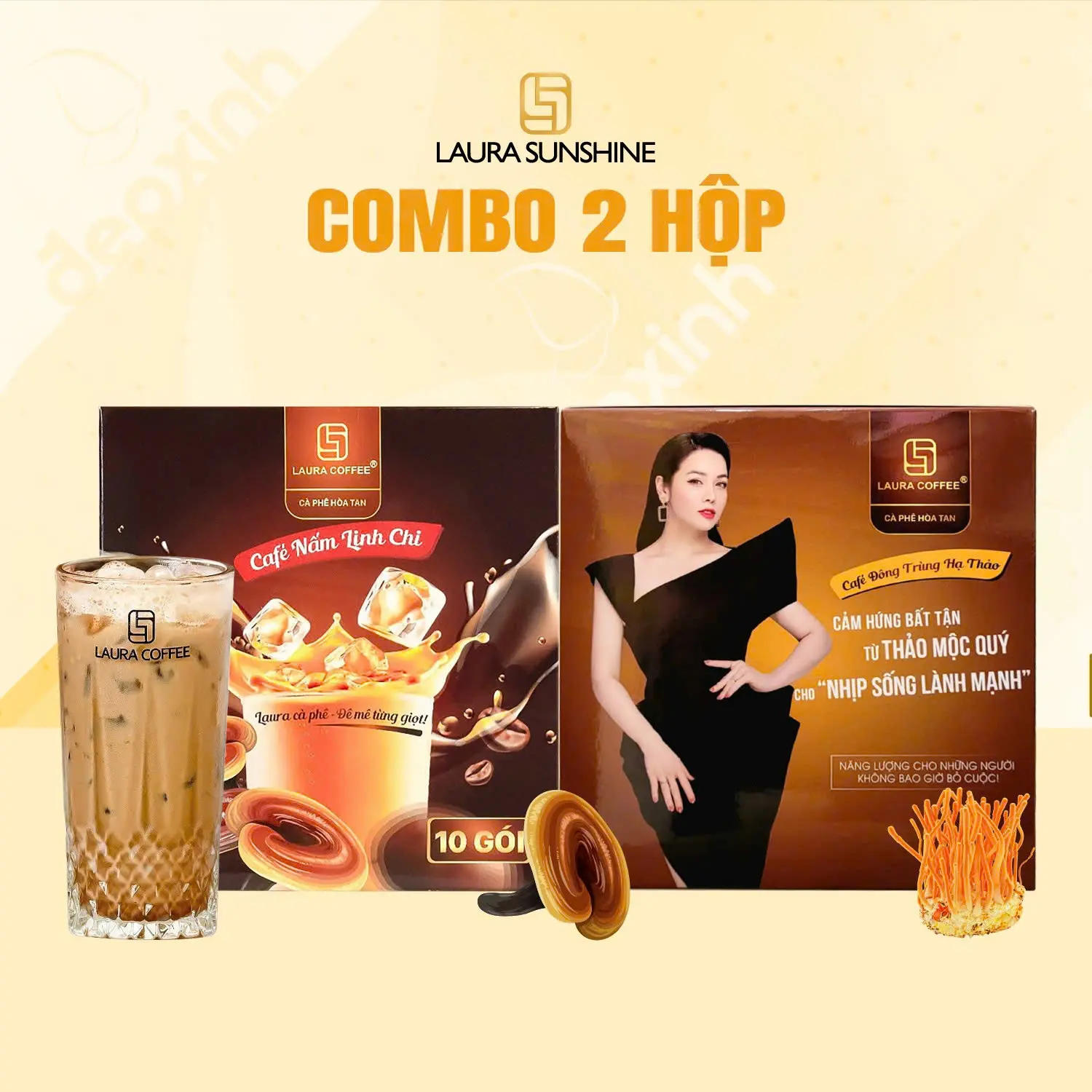 [GIẢM GIÁ KHÔNG QUÀ] Combo 2 hộp Cà phê hòa tan cao cấp Laura Sunshine (2 hộp x 10 gói)