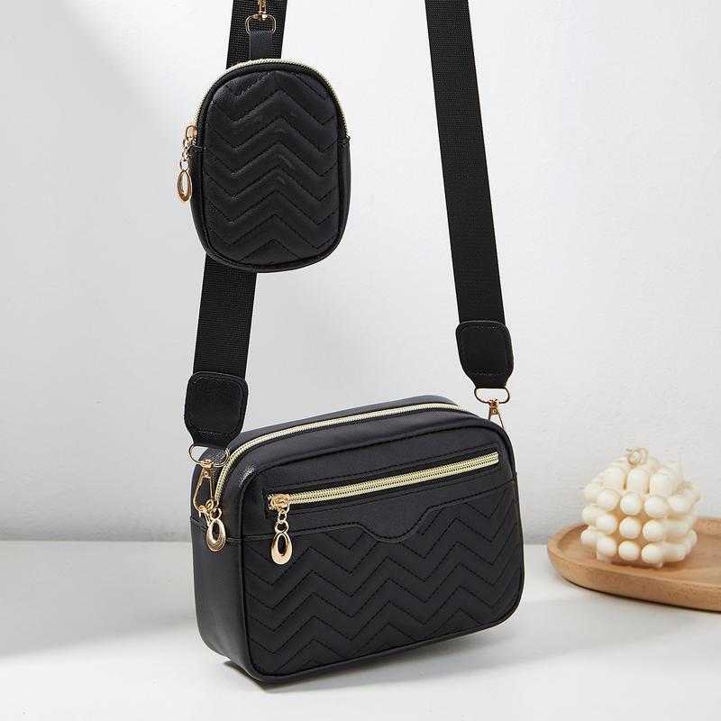 Product Introduction of [COD] Túi Đeo Vai Thư Thêu Gợn Sóng Đơn Giản, Túi Vuông Đựng Máy Ảnh, Thích Hợp Cho Mẹ Và Bé Bag Nữ 0