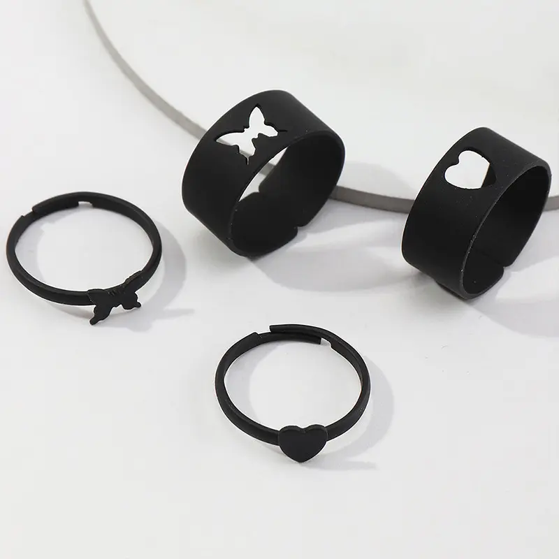 [Yybooklu]COD European American Versatile Hip-hop Ring Set Star Moon Punk Geometric Simple Ring 5