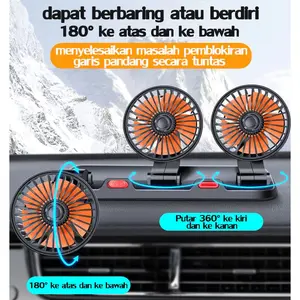 Kipas Angin Dashboard Mobil 12V/24V dengan Tiga Kepala Blower Super Dingin Car Kendaraan Simple