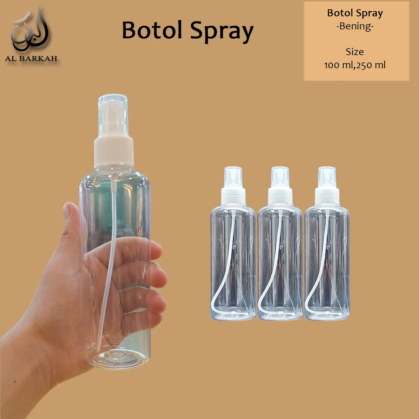 Botol Spray Kosong 250ml dan 100ml Botol Wudhu Perlengkapan Haji dan Umroh Pria Wanita Putih