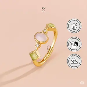 (SPECIAL LIVE) - Clear and Jade Copper Ring Crystal Cincin