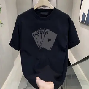 kaos priaKaos Pria Muda Trendi - Ukuran Besar, Nyaman, Bahan Katun, Leher Bulat, Motif Budaya Poker Amerika,Kaos Unisex