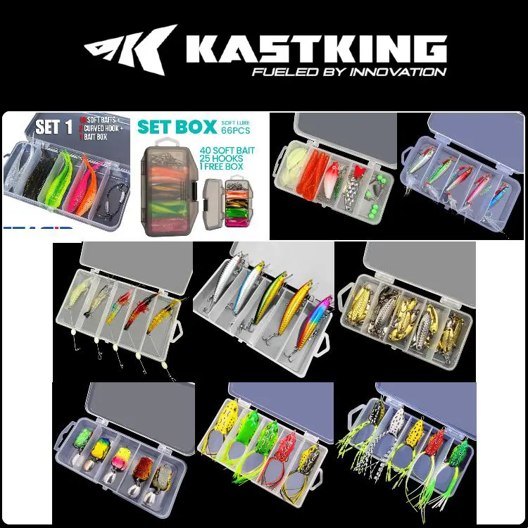 KASTKING Umpan Soft Lure 1 Set Box Umpan Pacning Paddle T Tail Kotak Minow Spoon Soft Frog Fake Bait Soft Bait Fishing Lure Umpan Pancing Umpan Lembut SET BOX 10 soft lure Free Bait Box 2 Curved Hooks (2pcsx1.8g 7cm)