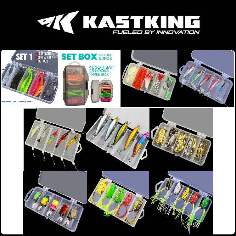 KASTKING Umpan Soft Lure 1 Set Box Umpan Pacning Paddle T Tail Kotak Minow Spoon Soft Frog Fake Bait Soft Bait Fishing Lure Umpan Pancing Umpan Lembut SET BOX 10 soft lure Free Bait Box 2 Curved Hooks (2pcsx1.8g 7cm) 0
