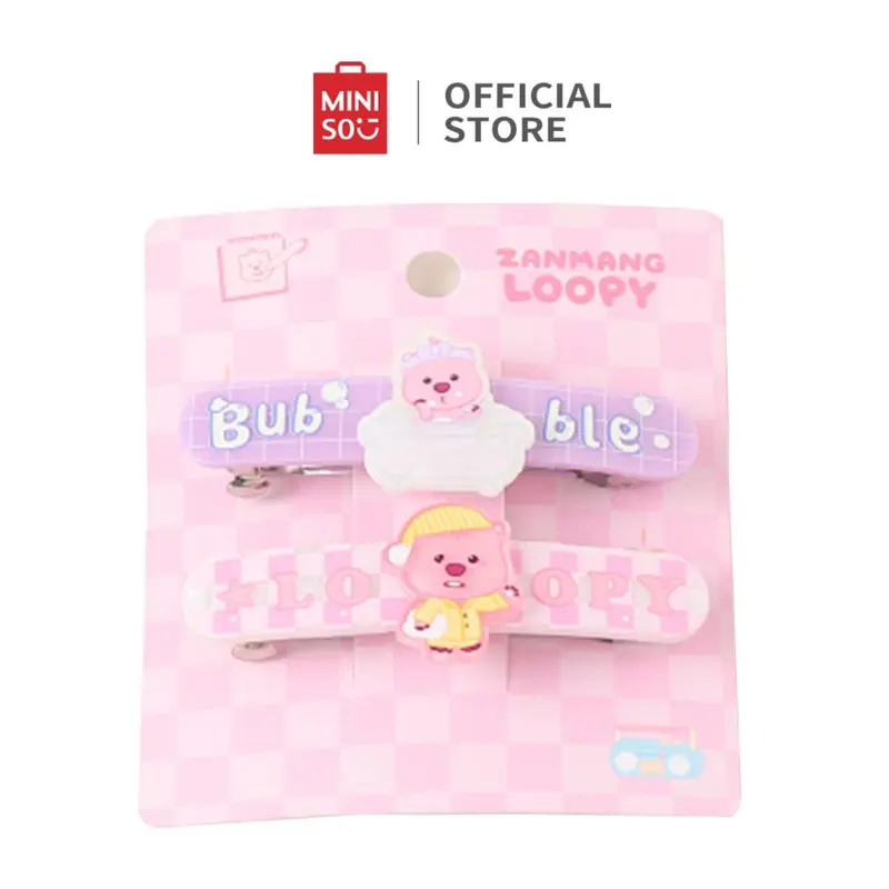 Miniso x ZANMANG Loopy Collection Hair Clips Checkered Jepit Rambut 2pcs Dekorasi Rambut Yang Lucu Cocok Untuk Orang Dewasa dan Anak-anak Aksesoris 4