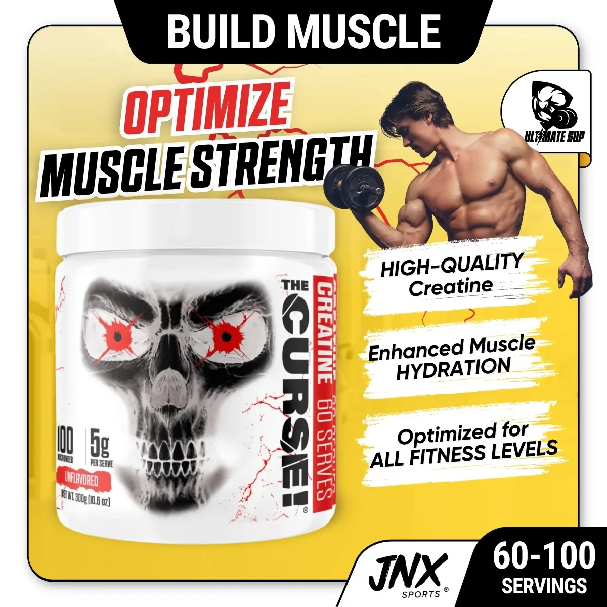 JNX Sports, The Curse, Creatine, 60 servings (300g)