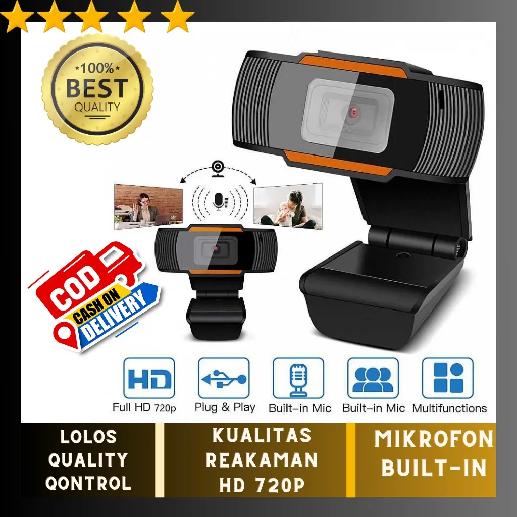 HD Webcam Desktop Laptop Video Conference 720P Mic Taffware