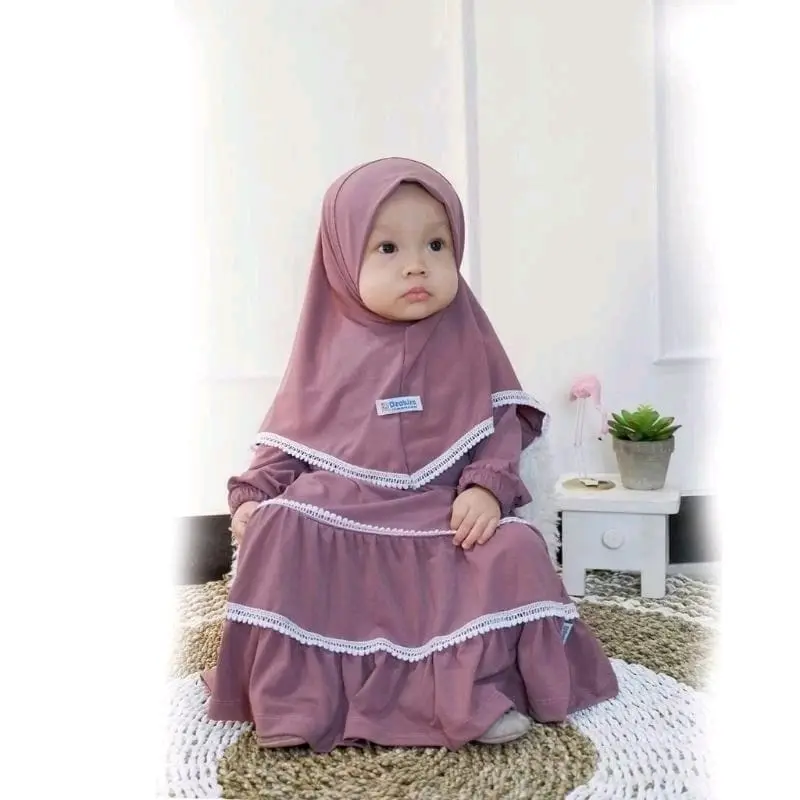 gamis anak terbaru|gamis susun|gamis viral 2025 crinkel airflow Baju Muslim Cantik Crinkle 0 - 6 tahun 0-3 tahun violet