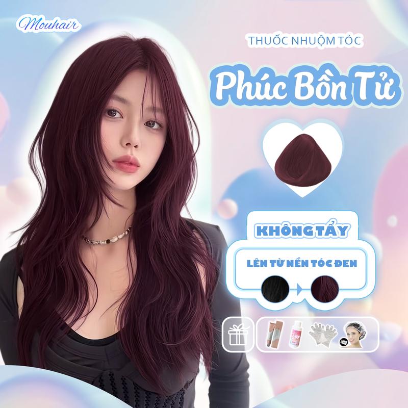  Thuốc nhuộm tóc Thuốc nhuộm tóc màu PHÚC BỒN TỬ Mouhair tặng oxi trợ dưỡng,bao tay mũ trùm bịt tai. Đổi Màu Tóc Nữ 