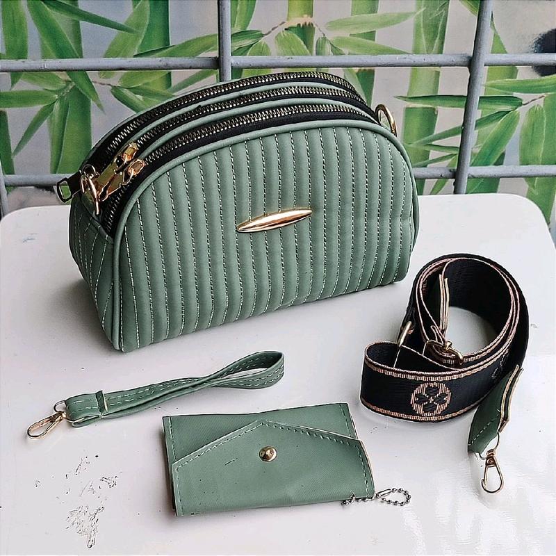 Tas slempang wanita 3 ruang bordir salur tali strap free dompet kode alexa terbaru 6