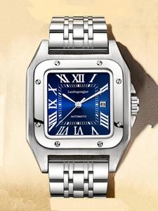Nuevo reloj automático mecánico Santos de la serie Tank para hombre, con hebilla de mariposa calada, estilo casual elegante y empresarial, regalo para el Día de San Valentín