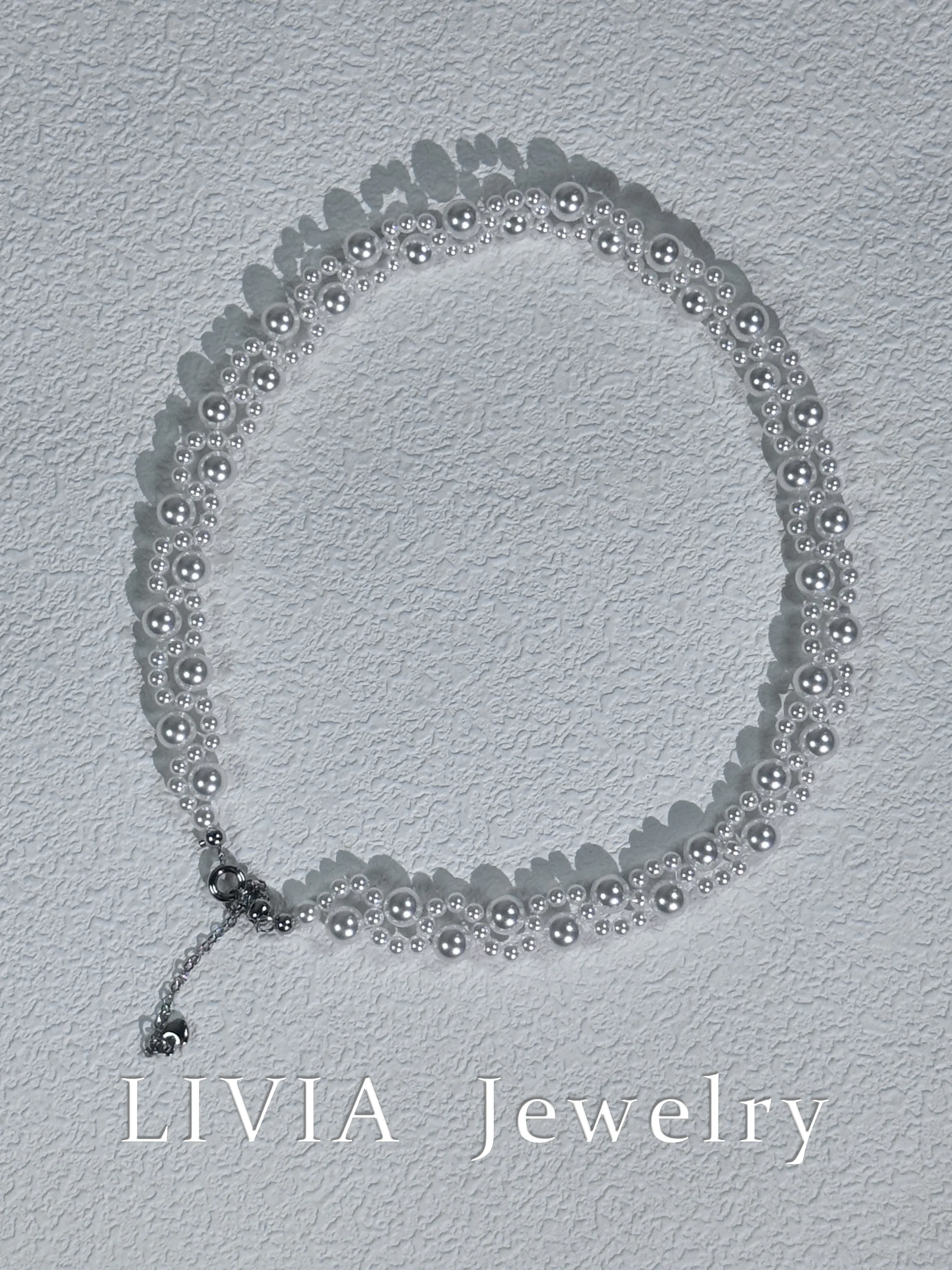 LIVIA - Handmade woven light luxury niche high-end pearl necklace with double layered collarbone chain