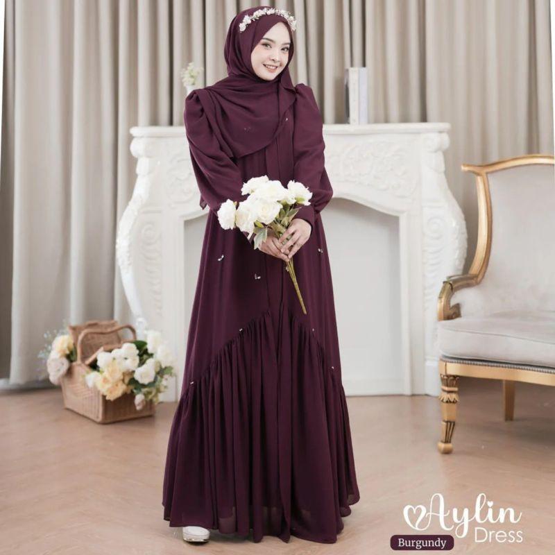 Aylin Abaya Turkey Gaun Muslimah Elegan Baju Lebaran Hari Raya 2026 Variasi Payet Simple