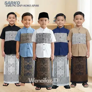 EL-FATH Setelan Koko Anak Sarkoci GHOZWAN BY EL-FATH Koko Lengan Pendek Sarung dan Koko Anak Warna Variatif