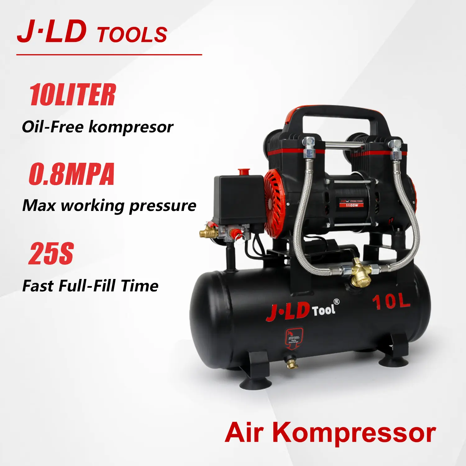 J.LD Kompresor Angin Listrik Oil Free 10L 1100W 1.2HP Air Compressor Mesin Kompresor Mini lengkap