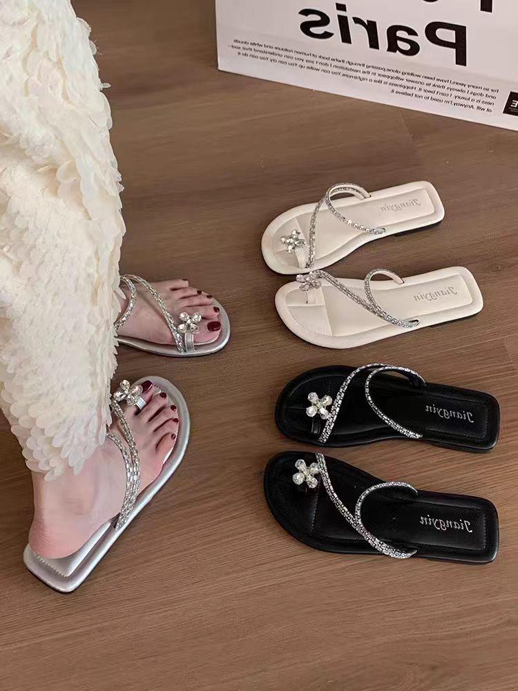 Product Introduction of Af Ready To Ship  Slip On Sandals Women's Fashion Strap Strap Small Flower Detel Comfort Foot 12