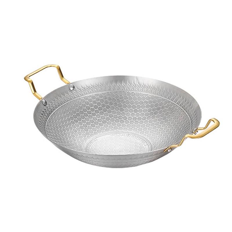 Product Introduction of Periuk kering untuk makanan laut dan nasi, dengan pemegang, keluli tahan karat, rebus, alat memasak, periuk kering, kuali Paella, 22/24/26 / 28 / 30cm 30