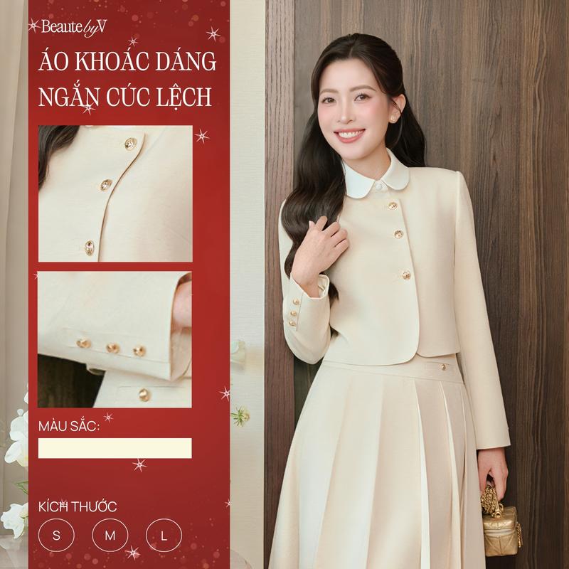   DEAL GIỜ VÀNG  Set áo khoác nữ dáng cúc lệch Blair Blazer BEAUTE BY V CLOTHING Chân váy xếp ly nữ đính khuy Blair  Set tách rời  