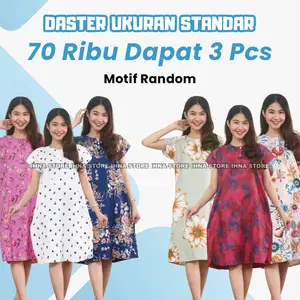 IHNA STORE Daster 70rb Dapat 3 Pcs Motif Random Bahan Katun Polimicro Adem Kancing Depan Size Standar & Jumbo Promo Daster Murah Paket Usaha Termurah