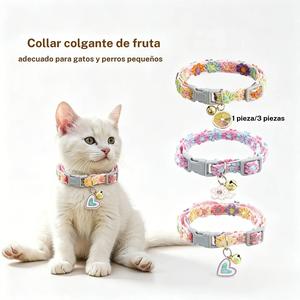 1 Paquete o 3 Paquetes de Collares para Gatos y Perros de Encaje Colorido, Accesorios Ajustables para el Cuello con Dijes de Corazón de Girasol o Limón, Ropa de Uso Diario para Mascotas Pequeñas