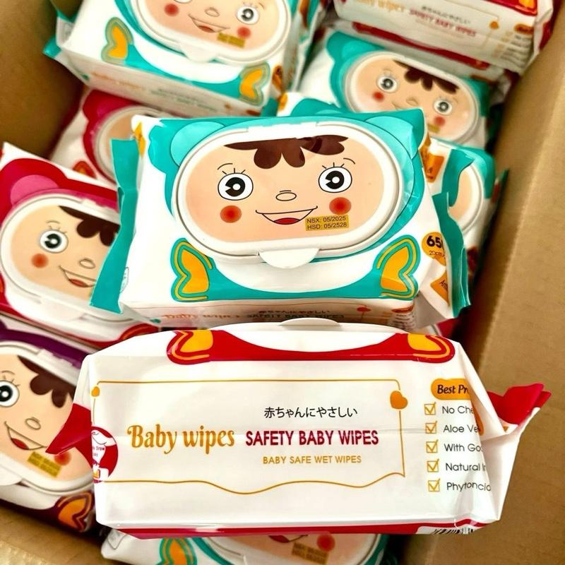 Combo 10 gói khăn ướt baby wipes bao bì 650gr trọng lượng 350-400gr
