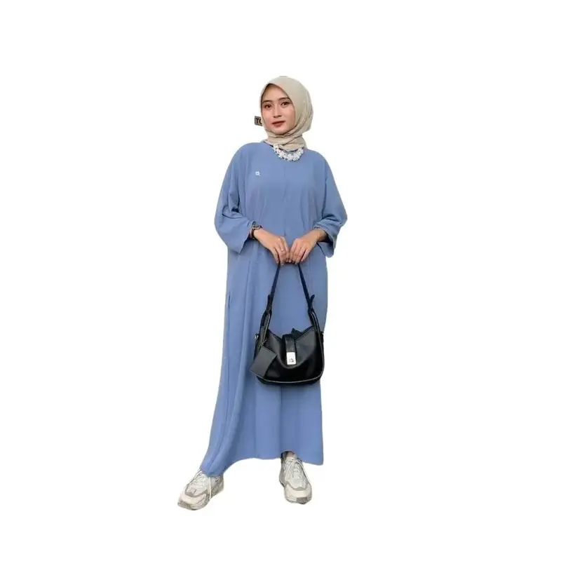 Daster Cringkle Airflow Polos Model Tangan 3/4 Kekinian Oversize - Busui Resleting - Kantong Crinkle Ibu 1