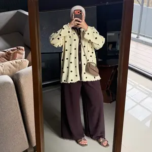 Denacollection Mazaya Setelan Celana Kulot Baju Panjang  Bahan Knit Japan Casual Santai Wanita