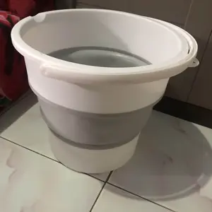 Let Me Ember Bak Lipat Portable Silikon - Serbaguna 10L Anti Bocor Tahan Panas (Abu-Putih) LM-AGB2062