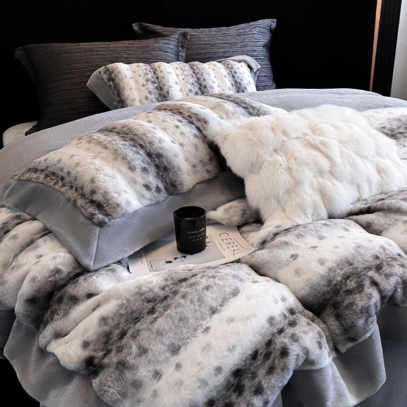Bộ Chăn Ga Gối Nỉ Lông Hồ Ly Loang Chấm Bi Mềm Mướt Sang Trọng. Set 4 Món: 1 Vỏ Chăn 2 Vỏ Gối Đầu 1 Ga