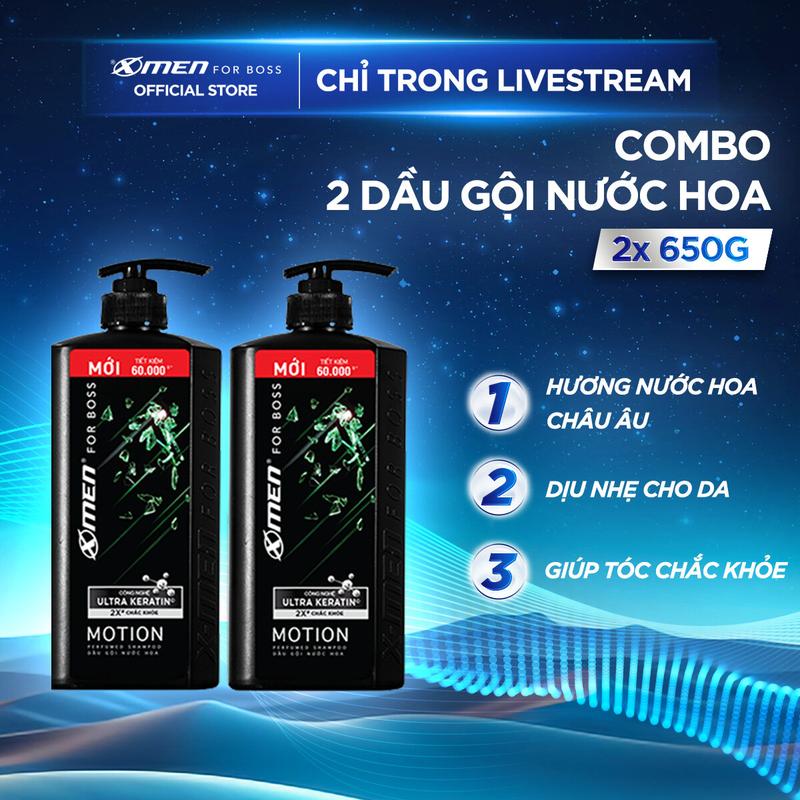 Bộ 2 Dầu Gội Xmen for boss 650g Hương Năng Động Motion