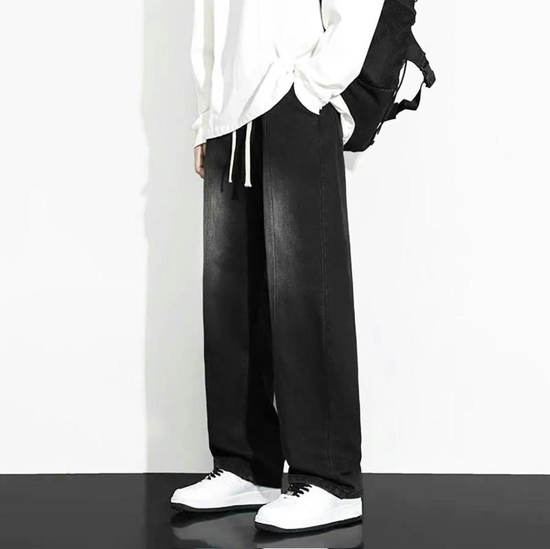 Quần Baggy Jean Nam ống rộng, quần baggy nam cạp chun wash nhạt chất liệu jean bò co giãn nhẹ chuẩn form chuẩn dáng Menswear Pants Có Túi